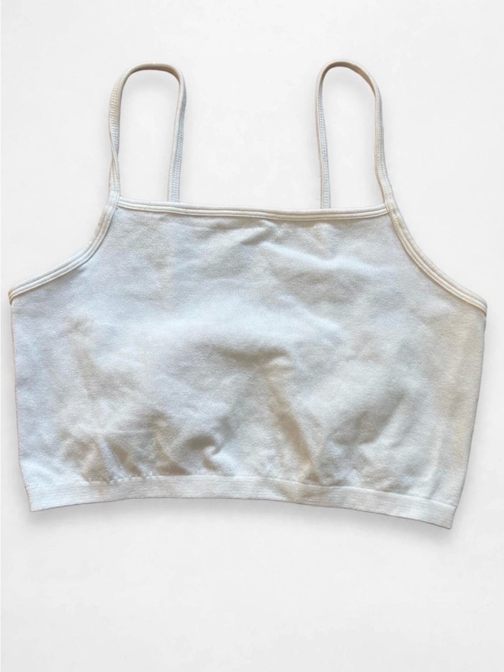 Fabletics White Spaghetti Strap Bralette Crop Top Athleisure